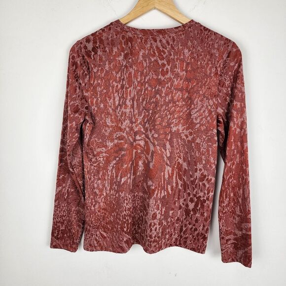 Simply Vera Vera Wang Textured Top Crewneck Long Sleeve Tee Knit Rust Size M - Picture 3 of 14